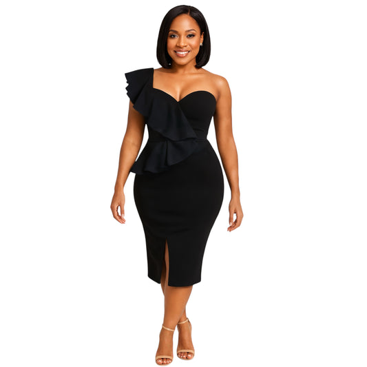 Midnight Ruffle Elegance